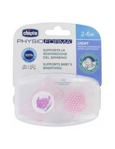 CHUPETE SILICONA ORTODONTICO CHICCO PHYSIO LIGHT 6 - 16 MESES 2 UNIDAD COLOR ROSA