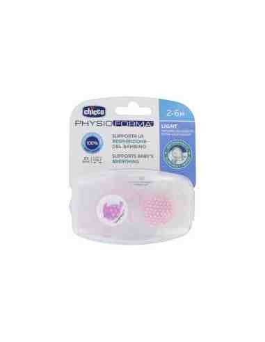 CHUPETE SILICONA ORTODONTICO CHICCO PHYSIO LIGHT 6 - 16 MESES 2 UNIDAD COLOR ROSA