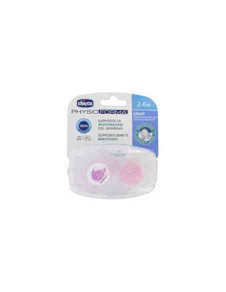 CHUPETE SILICONA ORTODONTICO CHICCO PHYSIO LIGHT 6 - 16 MESES 2 UNIDAD COLOR ROSA