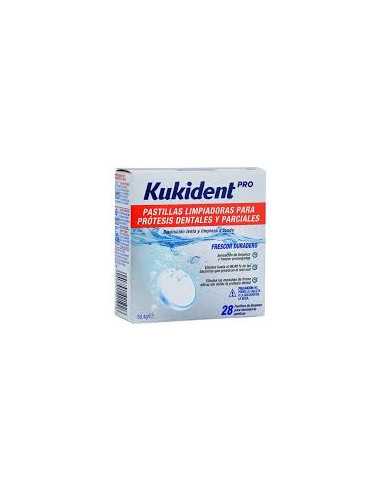 KUKIDENT PASTILLAS LIMPIADORAS PARA PROTESIS TOTALES Y PARCIALES 28 PASTILLAS