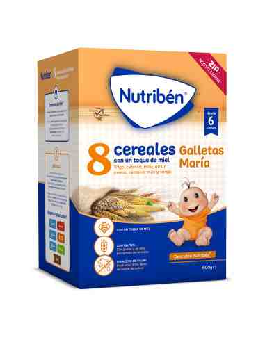 NUTRIBEN 8 CEREALES Y MIEL GALLETAS MARIA 600 G
