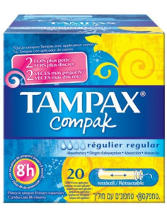 TAMPAX COMPAK TAMPON 100%ALGODON 22 UNIDADES SUP 2